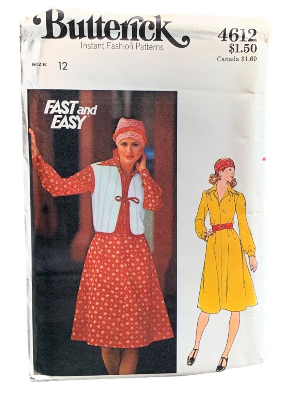 Butterick 4612 Fast & Easy Sewing Pattern Misses Vest Dress Size 12 Uncut